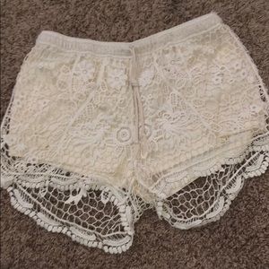 Cream lacy shorts